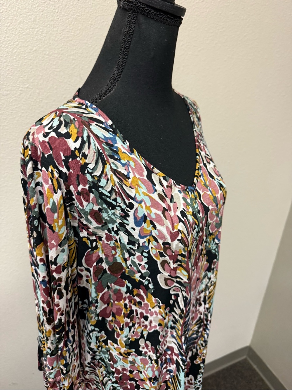 Jodifl Floral Abstract Swing Tunic Dress Bell Sleeve Boho Midi Boutique L - Picture 6 of 10